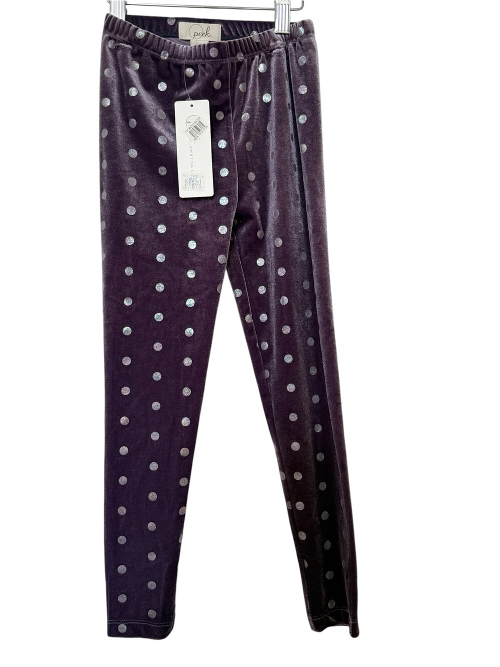 Peek Velvet Polka Dot Leggings - Plum with Silver Dots